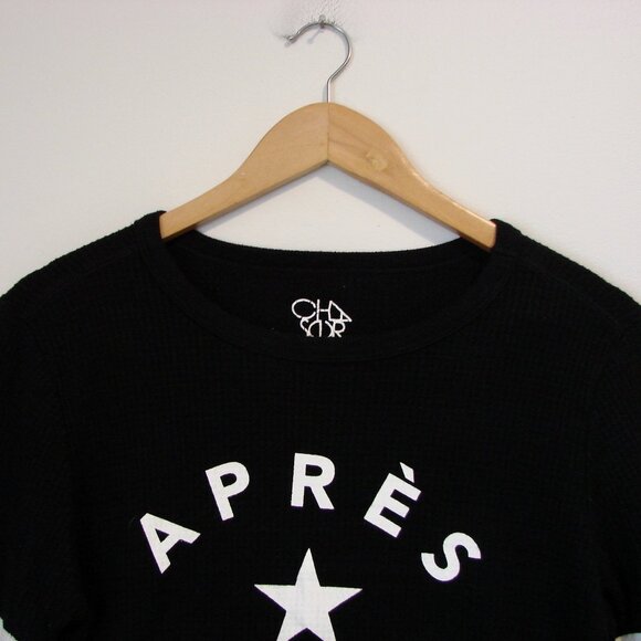 Chaser Black Apres Ski Waffle Thermal Long Sleeve Top Size Medium - Picture 8 of 16